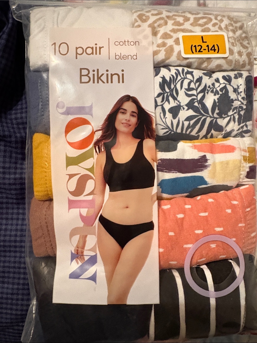 Joyspun Women's Bikini Briefs - 10 Pack, Multi-Color size Large 12/14 NWT